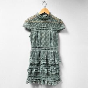 Romeo + Juliet Couture Lace Cocktail Dress in Gray Green Women's Small $285